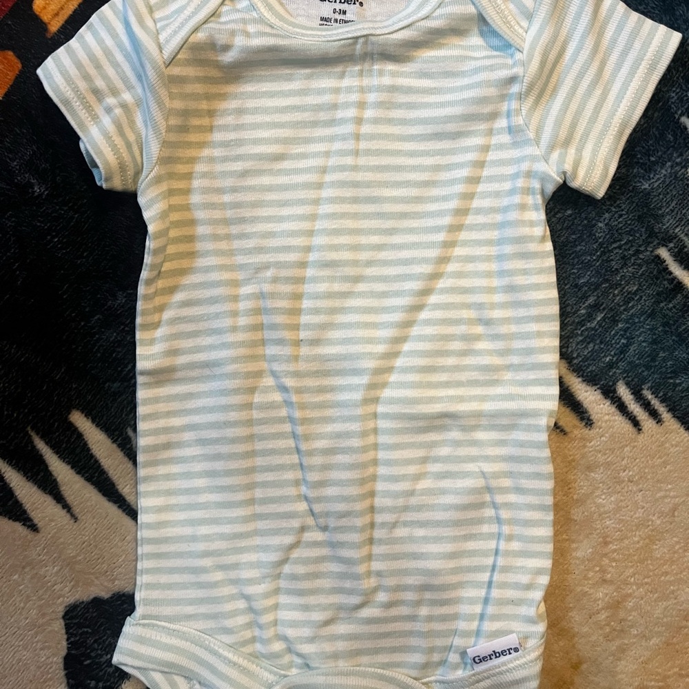 Gerber Light Blue and White Striped Onesie